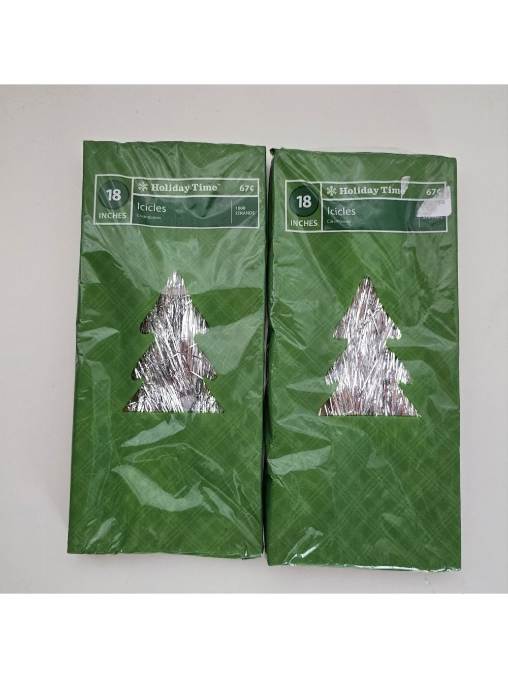 Vintage 2 Boxes Holiday Time ICICLES Tinsel 18" Christmas Silver 1000 Strands